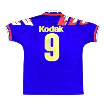 横浜マリノス (ヨコハマ・マリノス) サッカーユニフォーム SIZE L ブルーxレッド ラモン・ディアス【9】1993シーズンホーム Jリーグ開幕時（当時物） MIZUNO