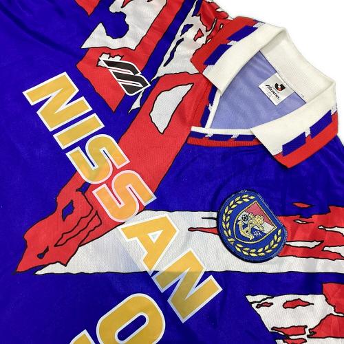 横浜マリノス (ヨコハマ・マリノス) サッカーユニフォーム SIZE L ブルーxレッド ラモン・ディアス【9】1993シーズンホーム Jリーグ開幕時（当時物） MIZUNO