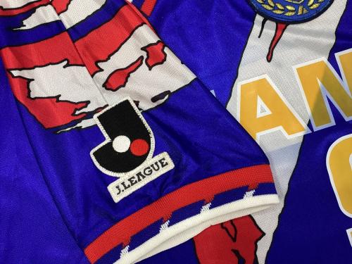 横浜マリノス (ヨコハマ・マリノス) サッカーユニフォーム SIZE L ブルーxレッド ラモン・ディアス【9】1993シーズンホーム Jリーグ開幕時（当時物） MIZUNO