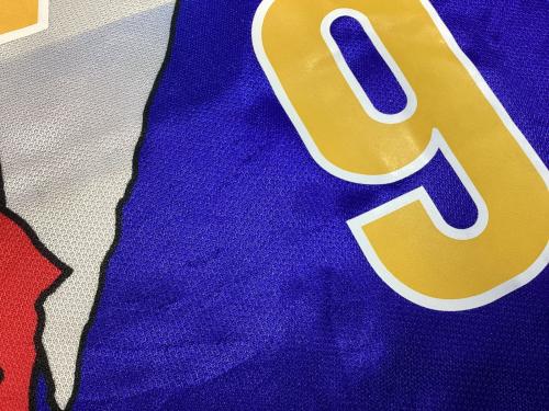 横浜マリノス (ヨコハマ・マリノス) サッカーユニフォーム SIZE L ブルーxレッド ラモン・ディアス【9】1993シーズンホーム Jリーグ開幕時（当時物） MIZUNO