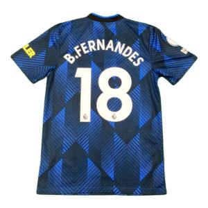 マンチェスター・ユナイテッドFC (マンチェスター・ユナイテッドエフシー) レプリカ サッカーユニフォーム ブルーノ・フェルナンデス【18】21/22シーズンサード SIZE M ブルー×イエロー