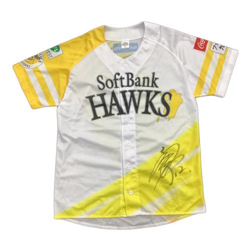 福岡ソフトバンクホークス (フクオカソフトバンクホークス) 応援グッズ SIZE L ホワイト×イエロー 嶺井博希【12】サイン証明書付 @ ユニフォーム 2024ファイト！九州レプリカユニフォーム レプリカ