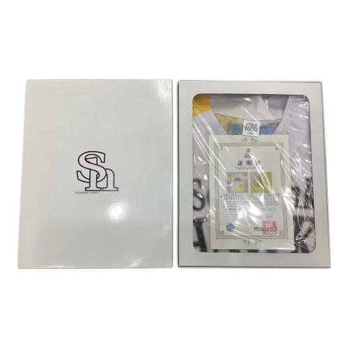 福岡ソフトバンクホークス (フクオカソフトバンクホークス) 応援グッズ SIZE L ホワイト×イエロー 嶺井博希【12】サイン証明書付 @ ユニフォーム 2024ファイト！九州レプリカユニフォーム レプリカ