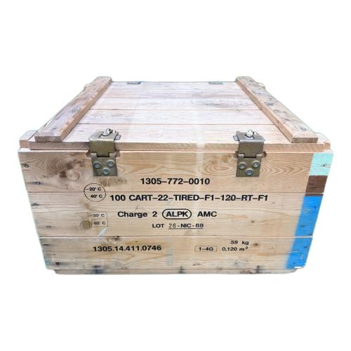 収納ケース フランス軍 推定1988年製造 軍用弾薬木箱(22mm機関砲弾用)