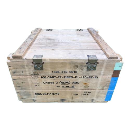 収納ケース フランス軍 推定1988年製造 軍用弾薬木箱(22mm機関砲弾用)