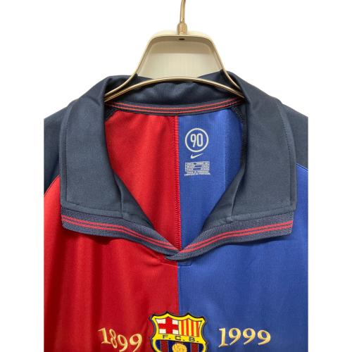 FCバルセロナ サッカーユニフォーム 100周年 ユニフォーム 復刻 半袖 メンズ SIZE XL レッド×ブルー
