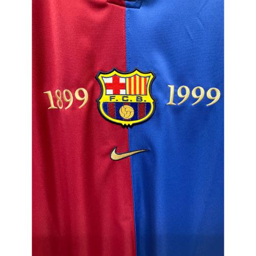 FCバルセロナ サッカーユニフォーム 100周年 ユニフォーム 復刻 半袖 メンズ SIZE XL レッド×ブルー