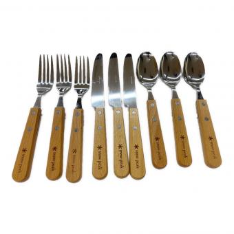 Snow peak (スノーピーク) ウッドパーティー アウトドア食器 スプーン×3・フォーク×3・ナイフ×3セット