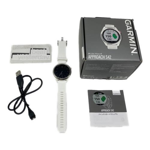 GARMIN (ガーミン) ゴルフGPSナビ APPROACH S42・ケース・充電器付・※動作確認済 ホワイト GPS ゴルフウォッチ