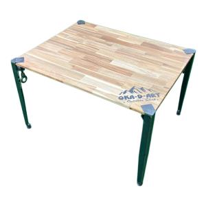 oka d art アウトドアテーブル 70x90x55cm クランプ式アイアンレッグ