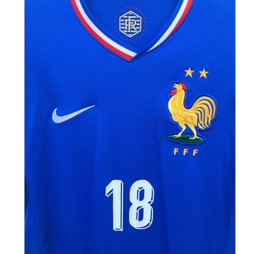 フランス代表 (フランスダイヒョウ) サッカーユニフォーム FJ1259-452 2024シーズン ホーム 半袖 レプリカ ユーロバッジ付 SIZE M ブルー