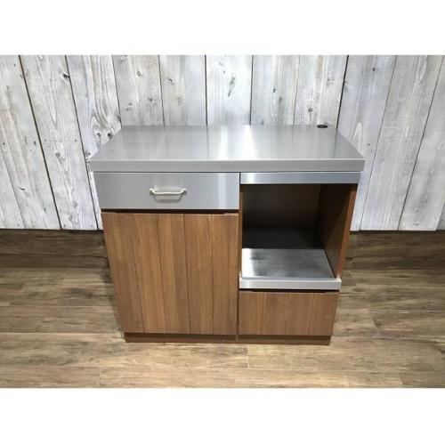 UNICO キッチンカウンター シルバー×ダークブラウン レンジ台付 アッシュ材  STRADA