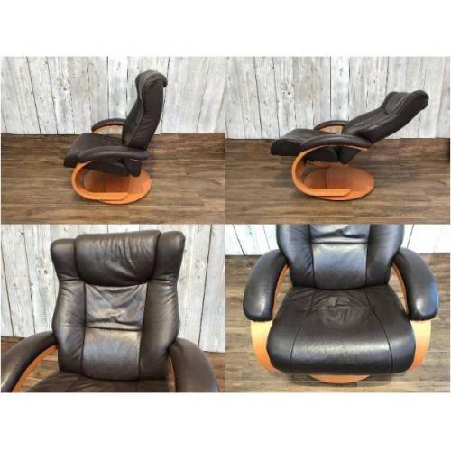 HJELLEGJERDE リクライニングチェアー モスグリーン 1人掛け レザー フィヨルド・マニアーナ