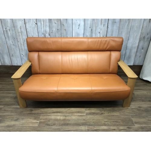 3人掛けソファー ブラウン 半皮