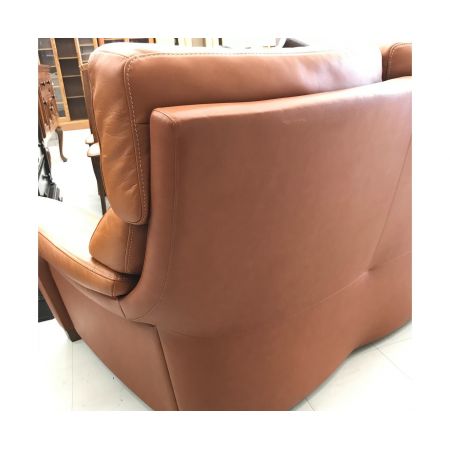 karimoku (カリモク) 3人掛けソファー ブラウン オットマン付 レザー