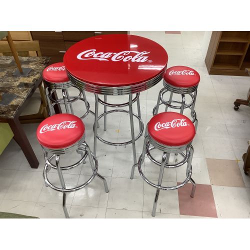 Coca Cola (コカコーラ) バーカウンターテーブル5点セット レッド