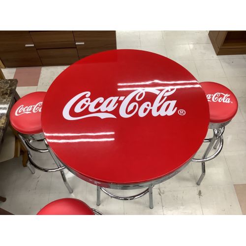 コカコーラ　レトロ　テーブルチェア3点セット　レッドホワイト
