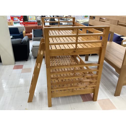 ジュニア用2段ベッド ナチュラル 木製　シングルサイズ