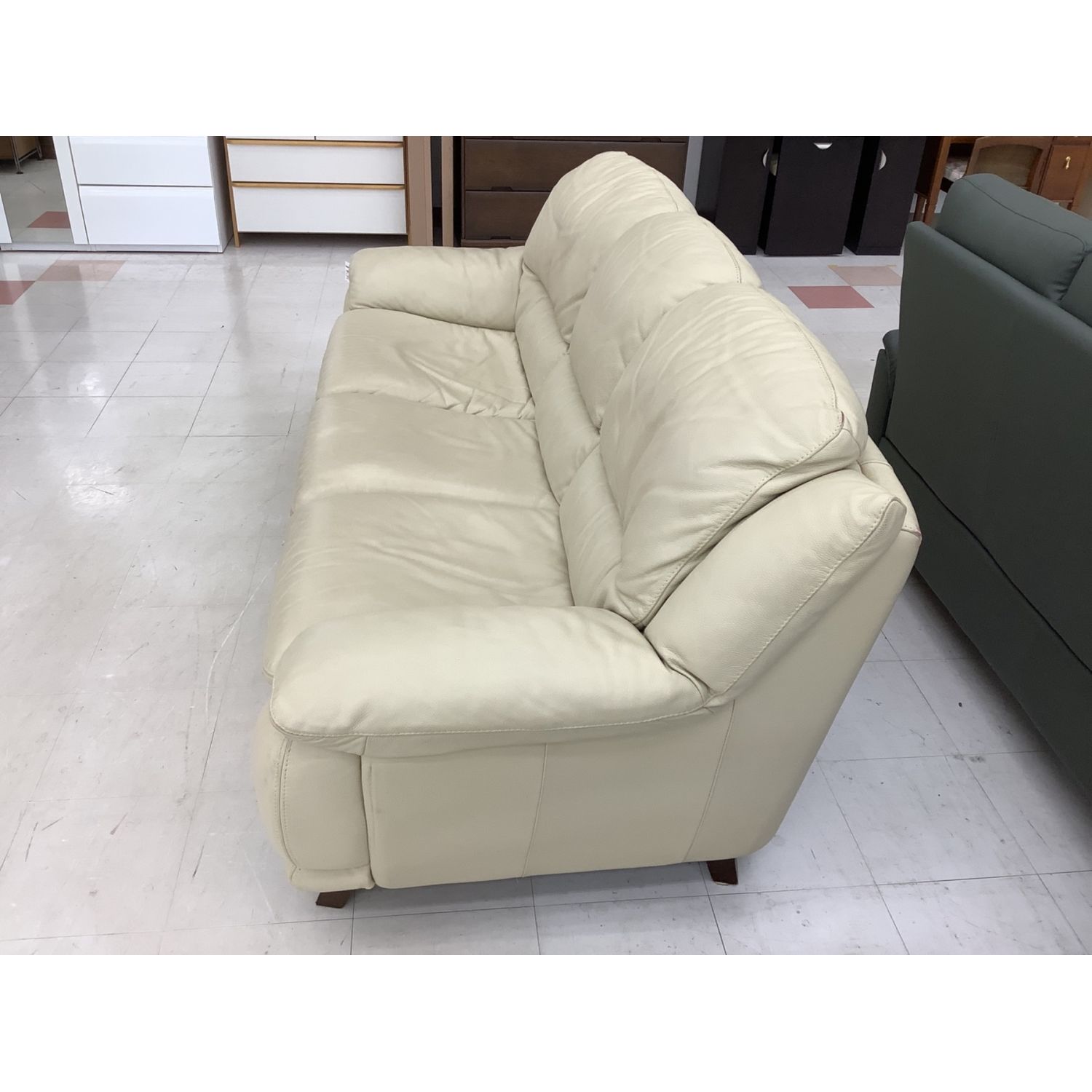 IDC大塚家具 3人掛けソファ オットマン付 約205×80×90 裏側のカバー