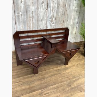 星野民芸 ベンチ ダークブラウン 収納付・ジャパンビンテージ 2人掛け 桜材