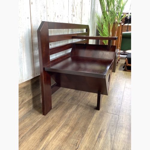 星野民芸 ベンチ ダークブラウン 収納付・ジャパンビンテージ 2人掛け 桜材