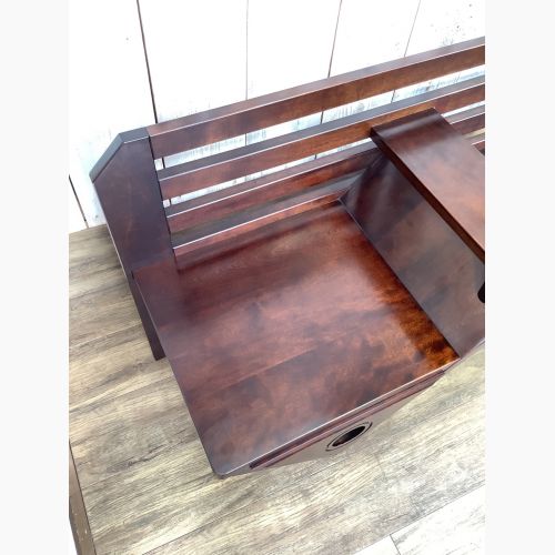 星野民芸 ベンチ ダークブラウン 収納付・ジャパンビンテージ 2人掛け 桜材