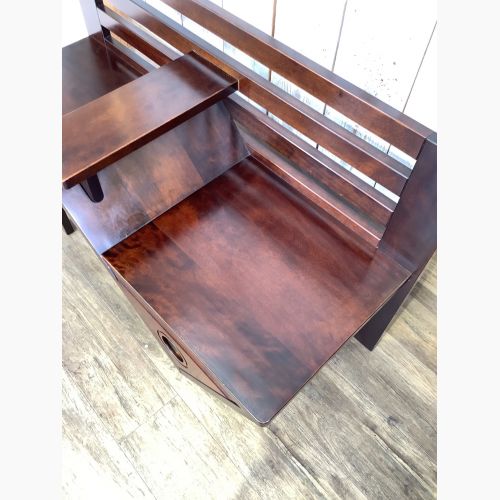 星野民芸 ベンチ ダークブラウン 収納付・ジャパンビンテージ 2人掛け 桜材