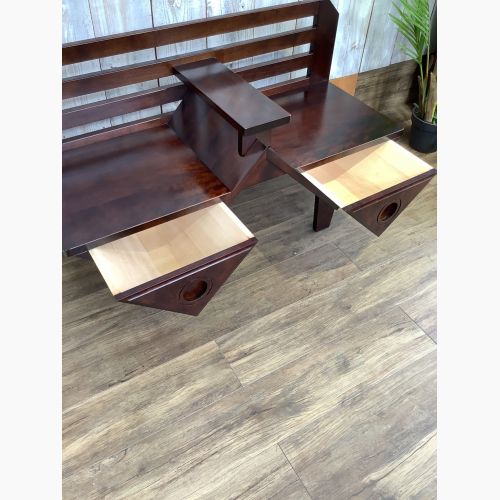 星野民芸 ベンチ ダークブラウン 収納付・ジャパンビンテージ 2人掛け 桜材