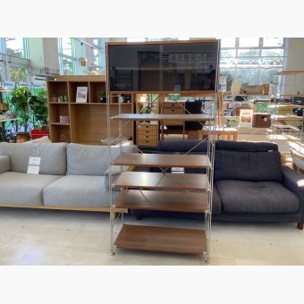 無印良品 (ムジルシリョウヒン) ユニットシェルフ ブラウン×シルバー 2枚扉 ハイタイプ