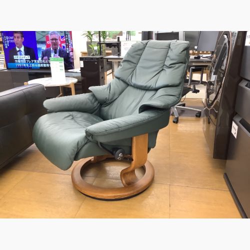 Ekornes (エコーネス) 1人掛けソファー グリーン 1人掛け 総革 ストレスレス レノ クラシック S 幅73㎝