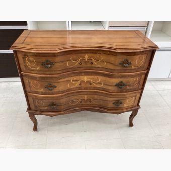 3段チェスト ブラウン 象嵌 猫脚