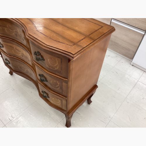 3段チェスト ブラウン 象嵌 猫脚