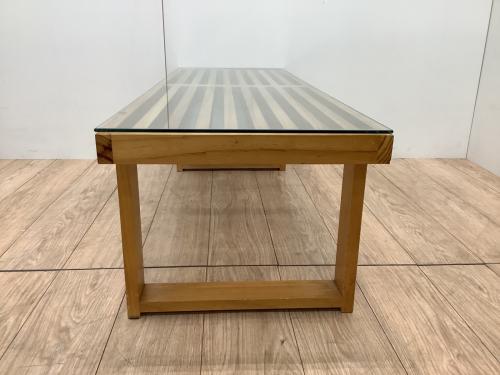 ローテーブル ナチュラル ガラストップ