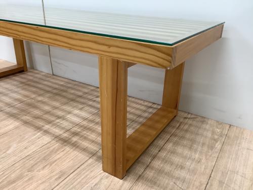 ローテーブル ナチュラル ガラストップ