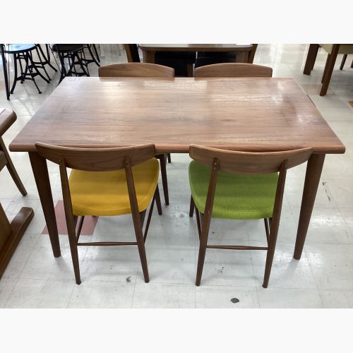 大塚家具 (オオツカカグ) ダイニング5点セット ブラウン/イエロー/グリーン木製 ユノ2 幅135㎝