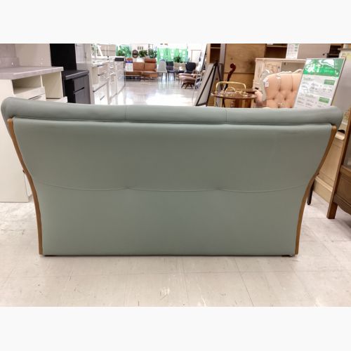 浜本工芸 (ハマモトコウゲイ) 3人掛けソファー グリーン 総革