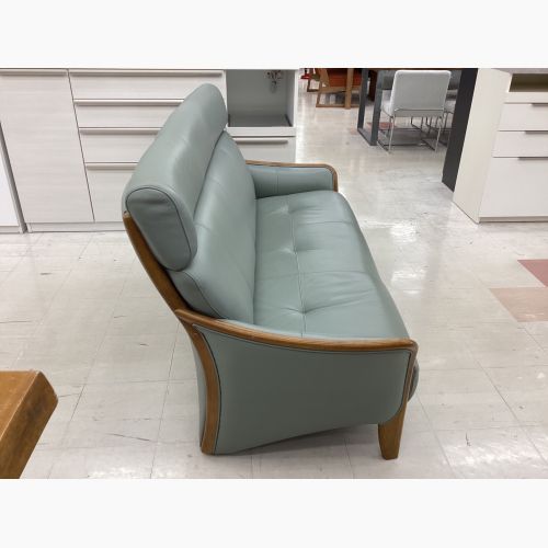 浜本工芸 (ハマモトコウゲイ) 3人掛けソファー グリーン 総革