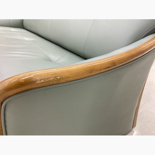 浜本工芸 (ハマモトコウゲイ) 3人掛けソファー グリーン 総革