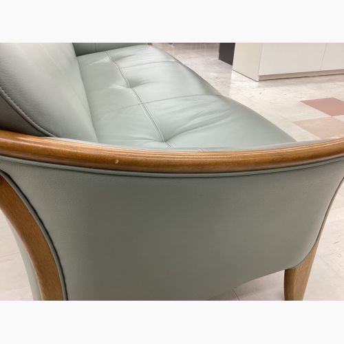 浜本工芸 (ハマモトコウゲイ) 3人掛けソファー グリーン 総革