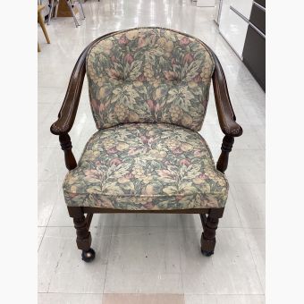 karimoku (カリモク) ダイニングチェアー ブラウン/花柄 キャスター付 WC0370GK ウッドフレーム コロニアル