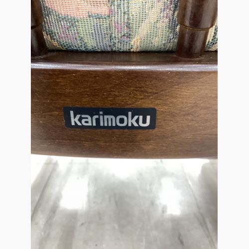 karimoku (カリモク) ダイニングチェアー ブラウン/花柄 キャスター付 WC0370GK ウッドフレーム コロニアル