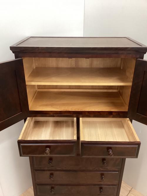 北海道民芸家具 (ホッカイドウミンゲイカグ) ハイチェスト ブラウン 7段/2分割 木製