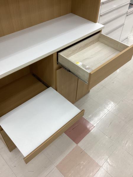 サンコウ レンジボード ホワイト×ナチュラル 3枚扉 ティータイムKB120 サンコウ レンジボード ホワイト×ナチュラル 3枚扉 ティータイムKB120