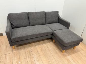 Juste 3人掛けソファー ダークブラウン コンパクトカバーリングソファ ３Ｐ オットマン付 ファブリック