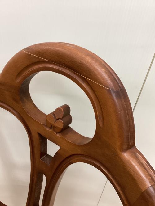 ダイニングチェアー 花柄/ブラウン アンティーク調チェア 木製/布張り