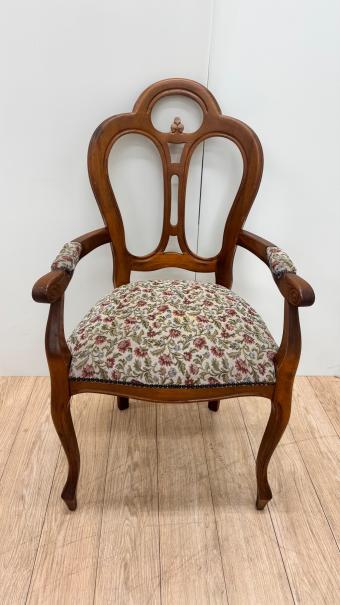 ダイニングチェアー 花柄×ブラウン ファブリック×木製