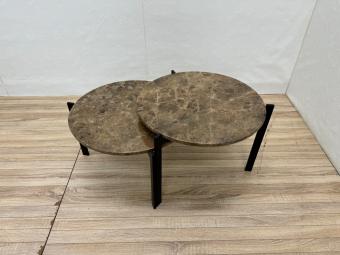 Armonia (アルモニア) ネストテーブル マルチカラー×ブラック  2点セット 天然大理石×アイアンフレーム Divino 直径50㎝