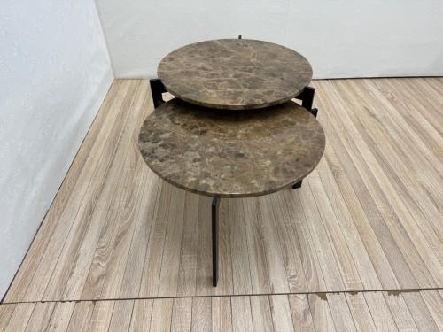 Armonia (アルモニア) ネストテーブル マルチカラー×ブラック  2点セット 天然大理石×アイアンフレーム Divino 直径50㎝