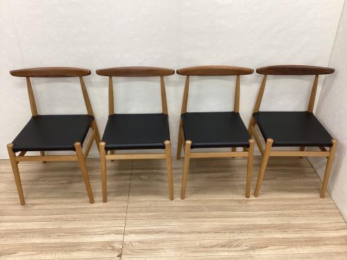 NOW HERE LIKE HOME ダイニング5点セット ブラウン オーク材×ウォールナット リス 幅135㎝