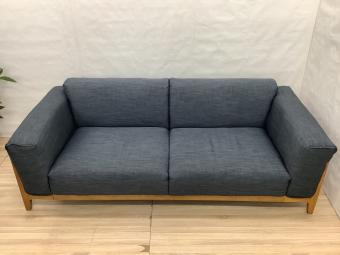 ニトリ 2人掛けソファー グレー×ブラウン ファブリック